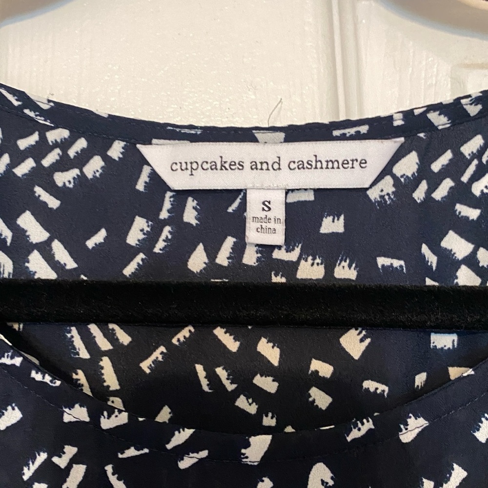 Cupcakes and Cashmere Navy and White Top